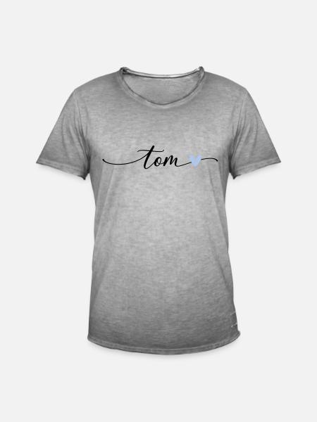 Tom Name Calligraphy Font - Men's Vintage T-Shirt - vintage grey