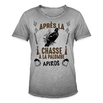 Apres la chasse à la palombe apero - T-shirt vintage Homme - vintage gris - Devant