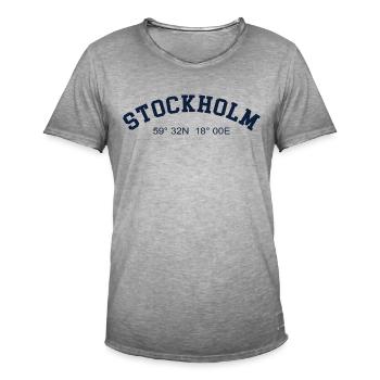Stockholm Schweden Koordinaten GPS Karte Wandern - Männer Vintage T-Shirt - Vintage Grau - Vorne