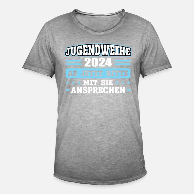 Jugendweihe 2024 Mädchen Junge - Männer Vintage T-Shirt - Vintage Grau