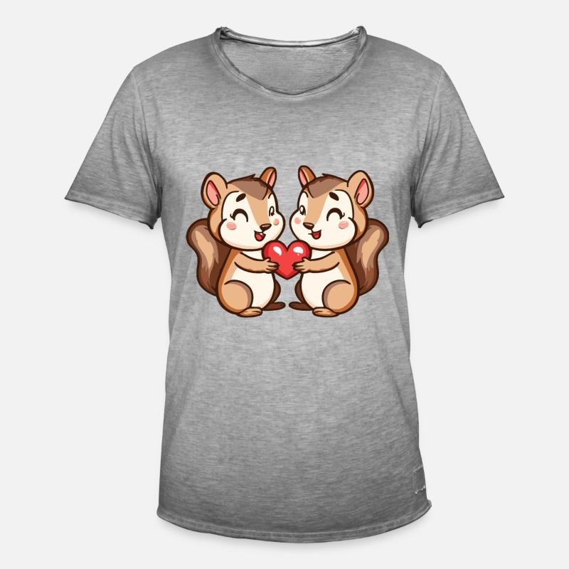 Eichhörnchen Comic Paar Liebe - Männer Vintage T-Shirt - Vintage Grau