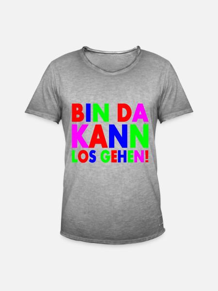 Bin da kann losgehen - Männer Vintage T-Shirt - Vintage Grau