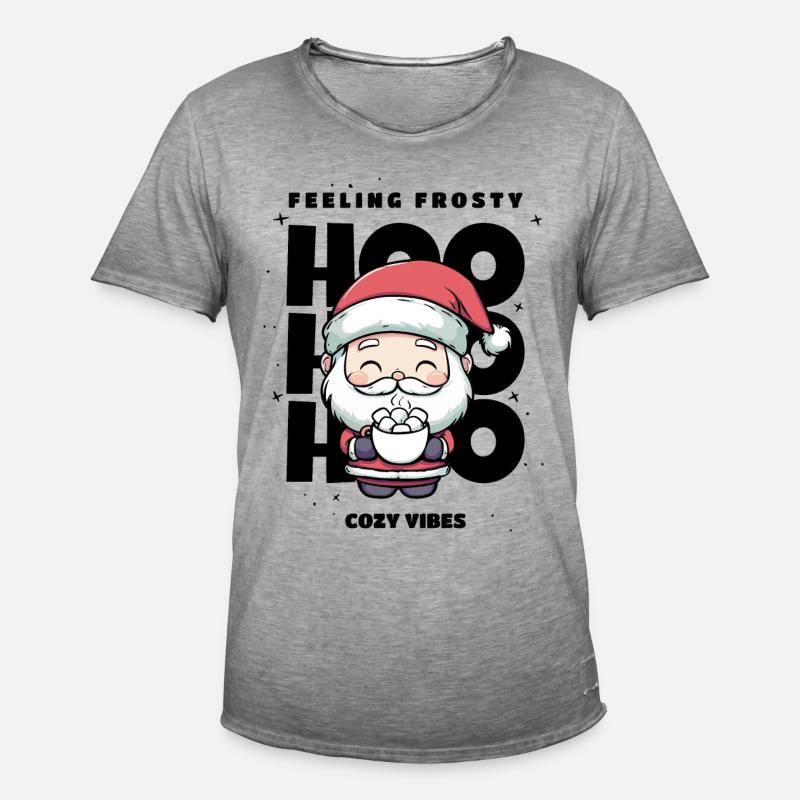 Weihnachten Pullover - Weihnachtsmann, Geschenk - Männer Vintage T-Shirt - Vintage Grau