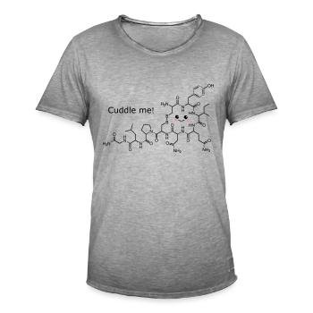 Oxytocin - Cuddle me - Black - Männer Vintage T-Shirt - Vintage Grau - Vorne - Jose (178cm)