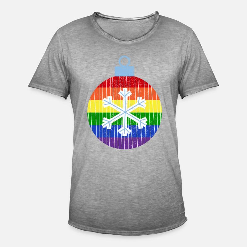 Regenbogen Weihnachtskugel Queer Gay Pride - Männer Vintage T-Shirt - Vintage Grau