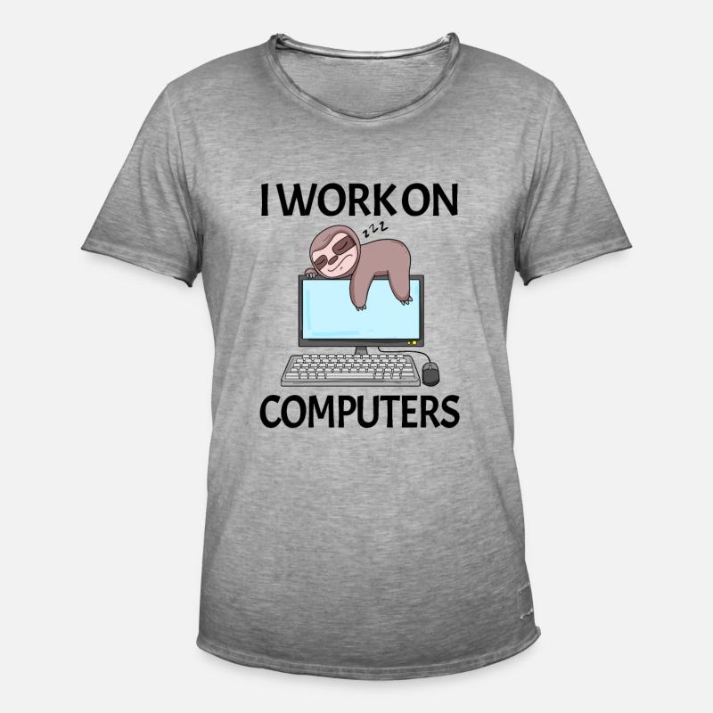 Computer Nerd Programmierer Herren Geschenk - Männer Vintage T-Shirt - Vintage Grau