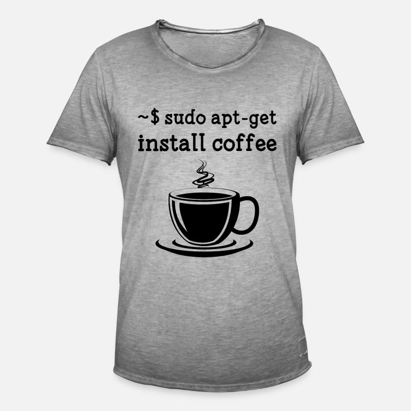 Sudo apt-get installer coffee linux - T-shirt vintage Homme - vintage gris