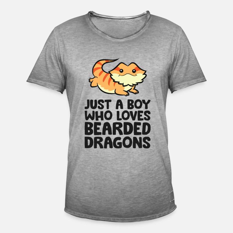 Bartagame Reptil Nur ein Junge, der Bartagamen - Männer Vintage T-Shirt - Vintage Grau