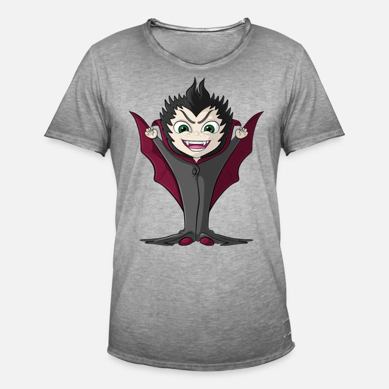 Kleiner Comic Vampir - Männer Vintage T-Shirt - Vintage Grau