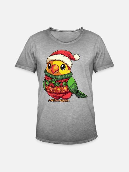 Parrot Christmas Comic - Men's Vintage T-Shirt - vintage grey