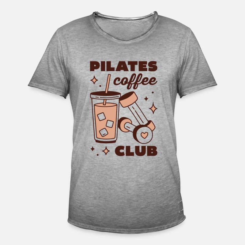 Pilates-Eiskaffee-Latte-Mädchen-Ästhetik - Männer Vintage T-Shirt - Vintage Grau