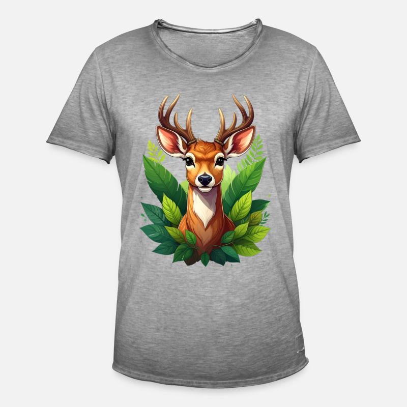 Ein Reh oder Hirsch im Wald - Männer Vintage T-Shirt - Vintage Grau
