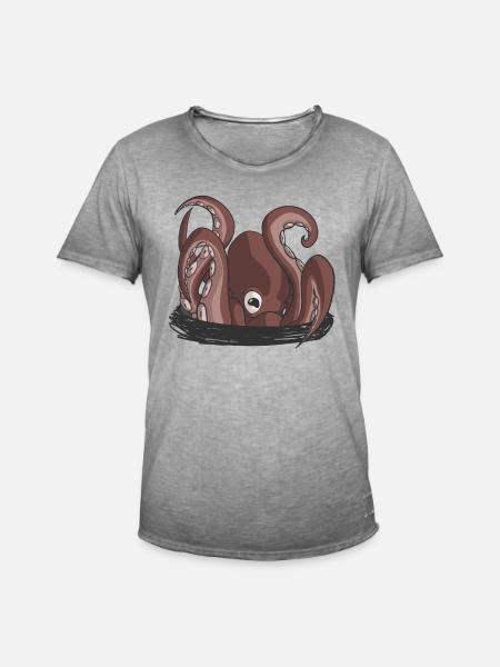 Der Beginn der Krake - Männer Vintage T-Shirt - Vintage Grau