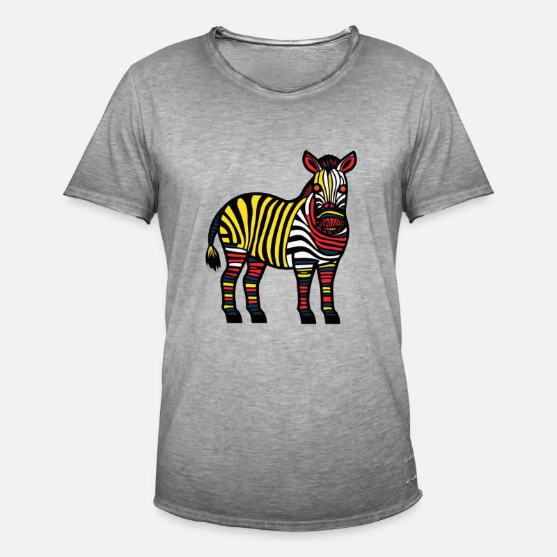 Zebra Halloween Tier - Männer Vintage T-Shirt - Vintage Grau