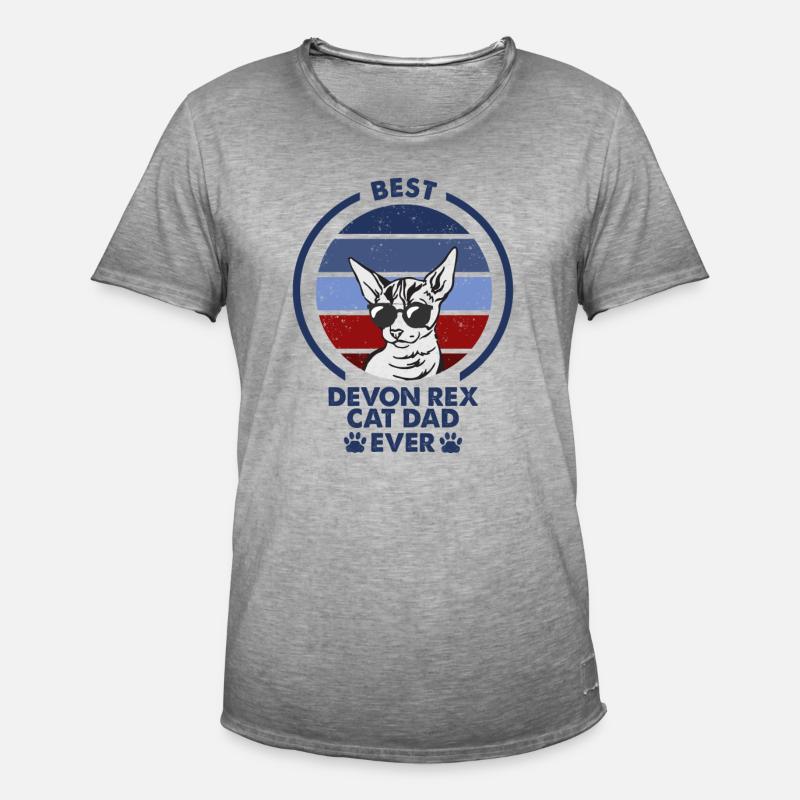 Cat Dad - Devon Rex Cat - Männer Vintage T-Shirt - Vintage Grau