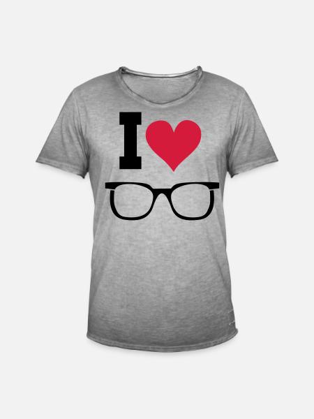 Glasses Sunglasses Heart Statement Gift - Men's Vintage T-Shirt - vintage grey