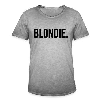 Blondie - Blondine - schwarz - Männer Vintage T-Shirt - Vintage Grau - Vorne - Jose (178cm)