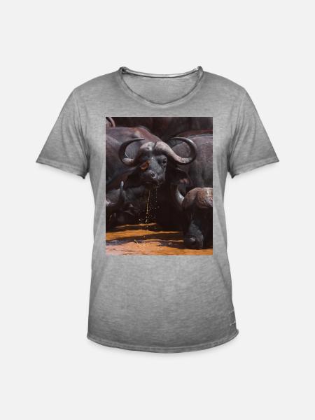 BUFFALO STRENGTH - Männer Vintage T-Shirt - Vintage Grau