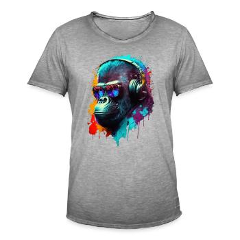 Gorilla Affe DJ Kopfhörer Sonnenbrille Club Musik - Männer Vintage T-Shirt - Vintage Grau - Vorne - Jose (178cm)