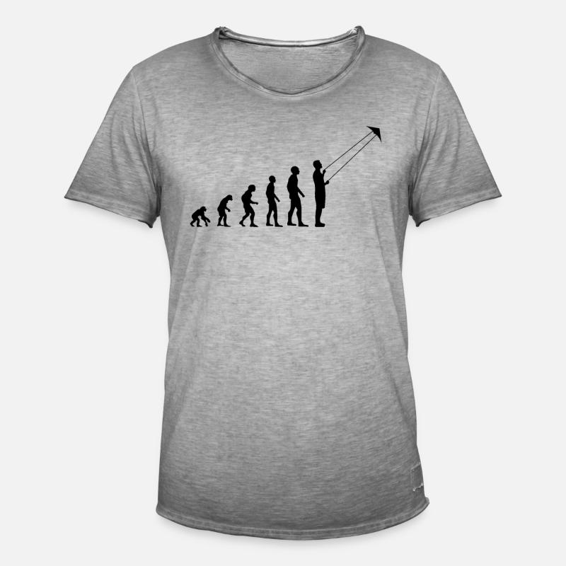 Drachenfliegen Evolution Drachensteigen Geschenk - Männer Vintage T-Shirt - Vintage Grau