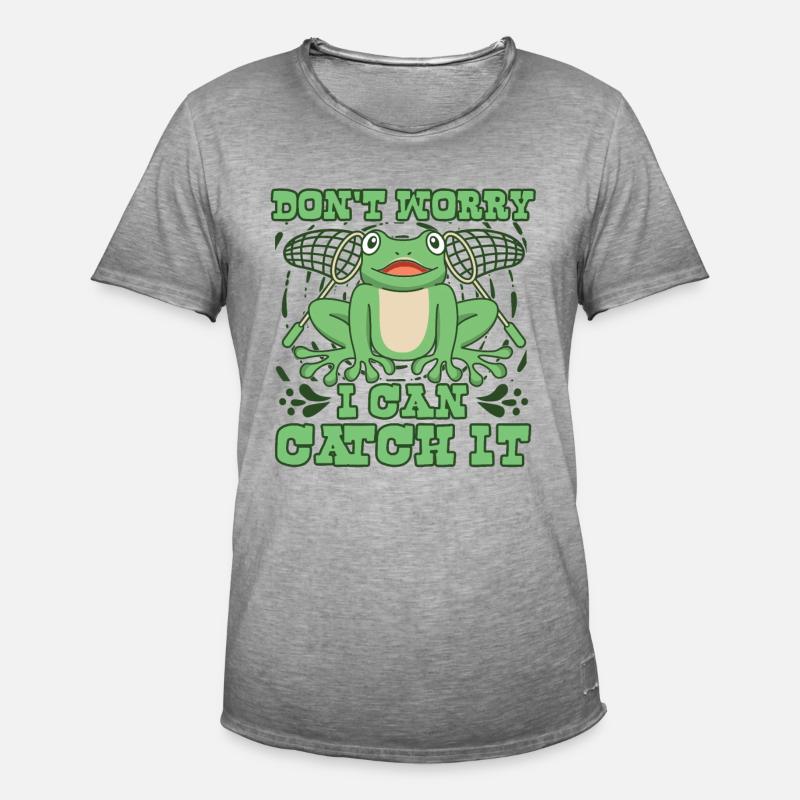 Don't Worry I Can Catch It Tree Frog Toad - Men's Vintage T-Shirt - vintage grey