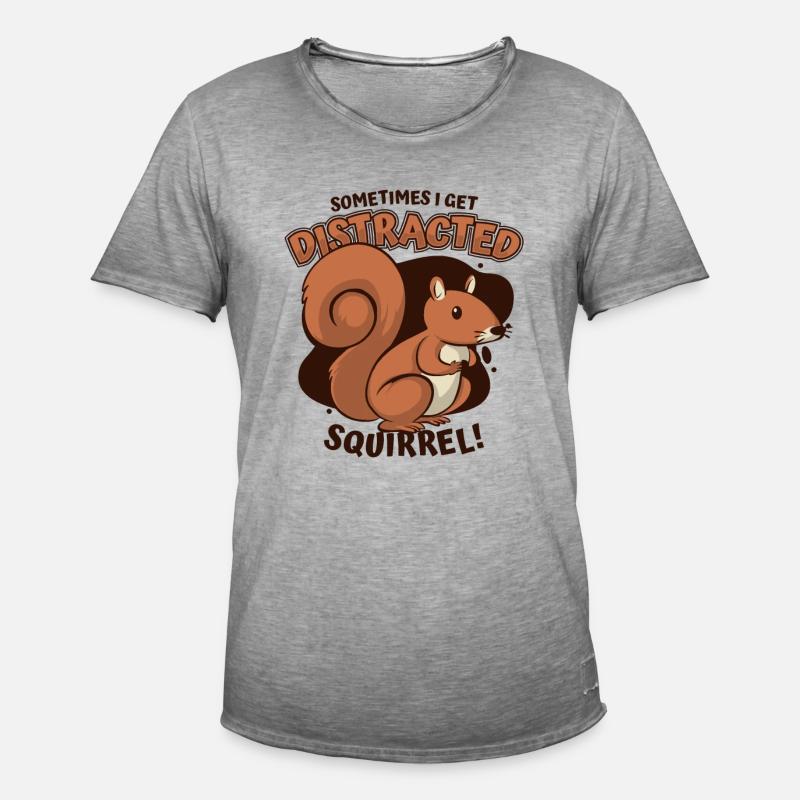 Sometimes I Get Distracted Grauhörnchen - Männer Vintage T-Shirt - Vintage Grau