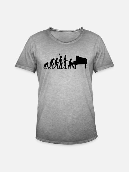 evolution_pianist - Männer Vintage T-Shirt - Vintage Grau