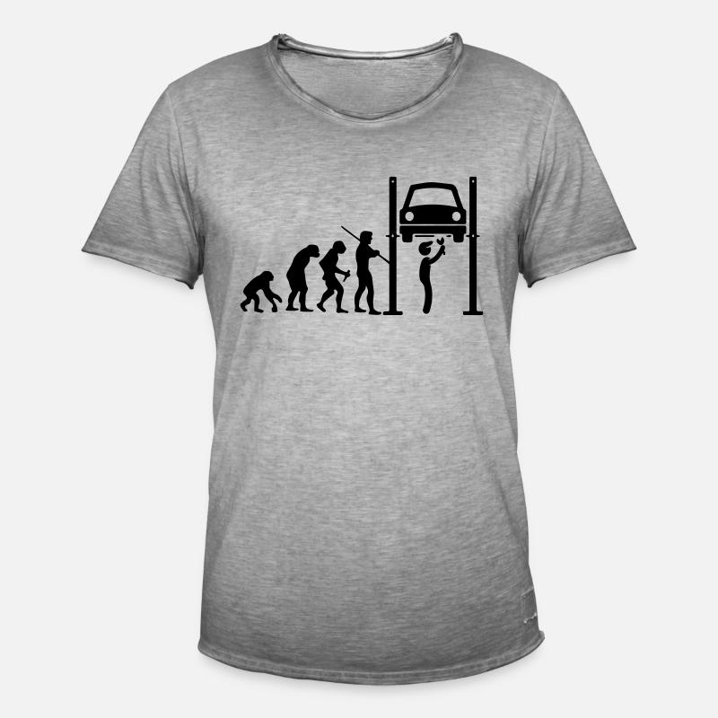 Mechaniker Evolution - Männer Vintage T-Shirt - Vintage Grau