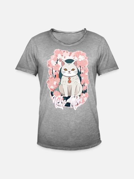 NekoMori Sakura - Männer Vintage T-Shirt - Vintage Grau