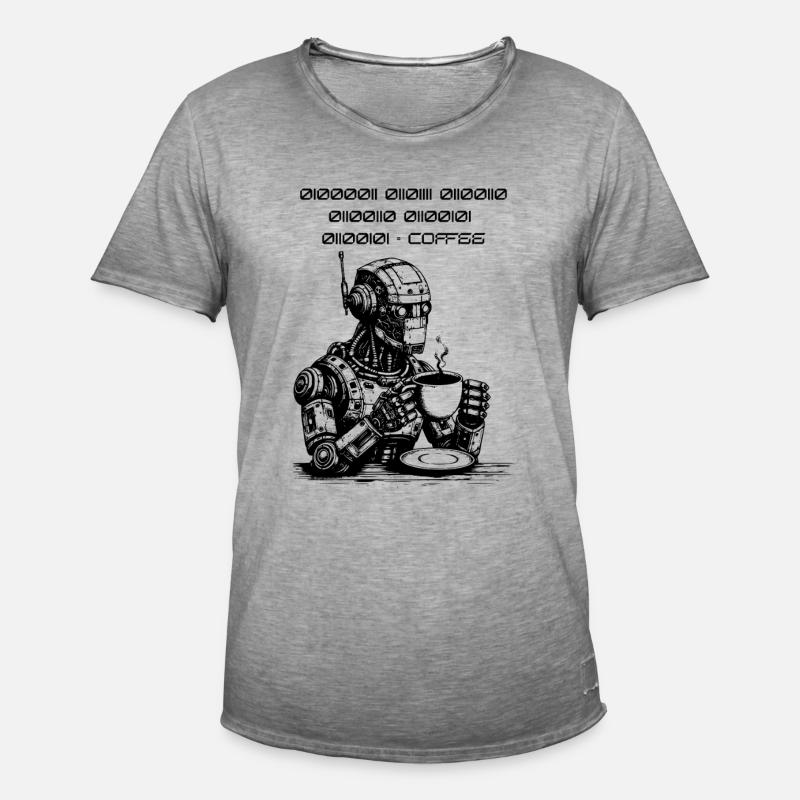 Binärer Kaffee Code Robot - Männer Vintage T-Shirt - Vintage Grau