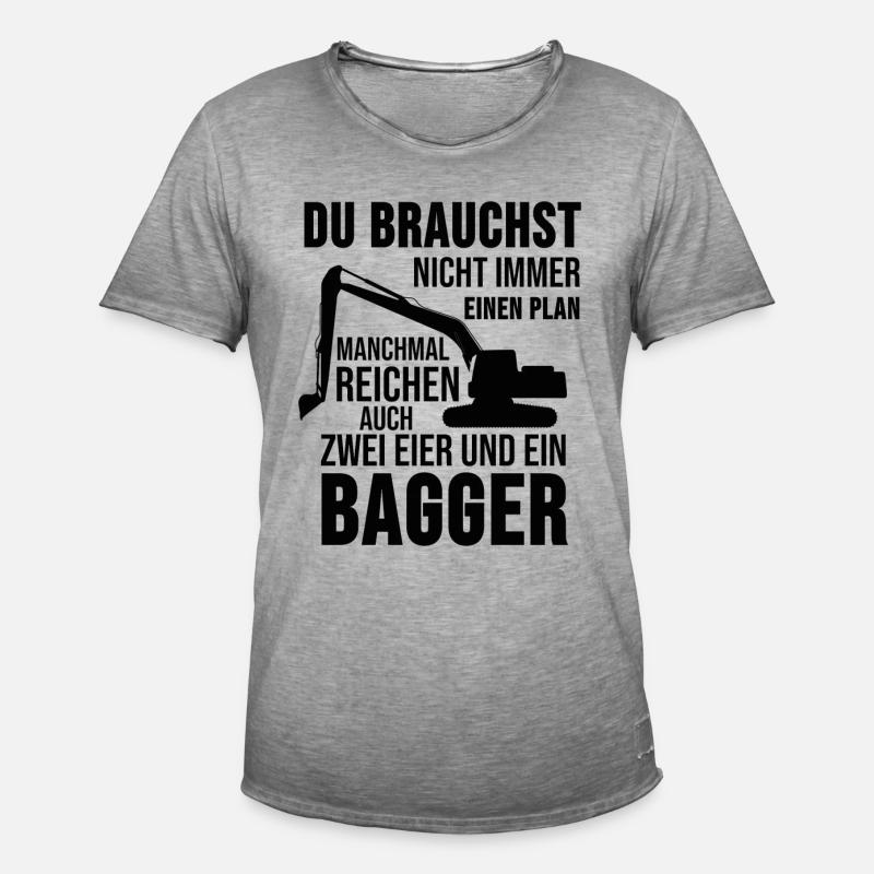 Bagger Baggerfahrer Baustelle Sprüche Geschenk - Männer Vintage T-Shirt - Vintage Grau