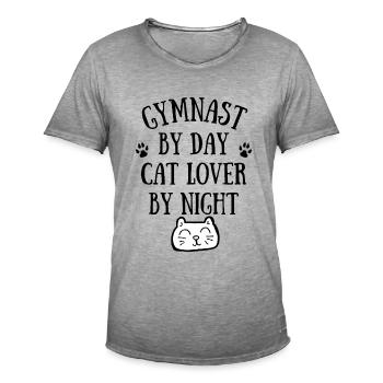 Turner bei Tag. Katzenliebhaber bei Nacht - Männer Vintage T-Shirt - Vintage Grau - Vorne
