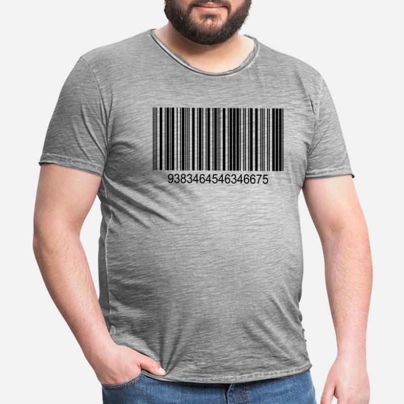 Code barres / code-barres en noir avec des chiffres T-shirt vintage Homme