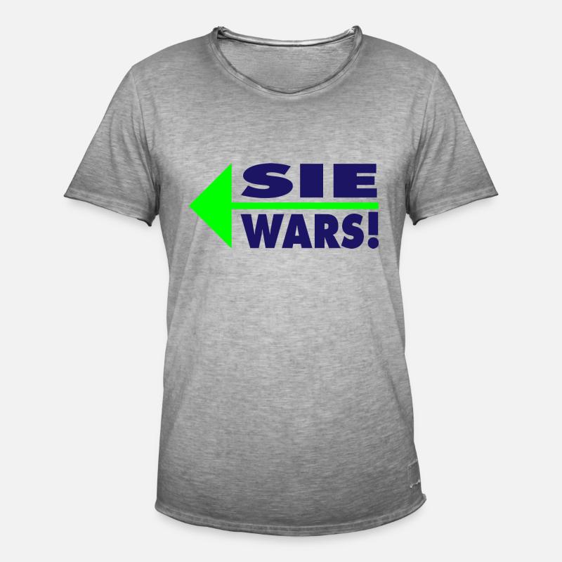 Sie wars! Partner- oder Partyshirt - Männer Vintage T-Shirt - Vintage Grau