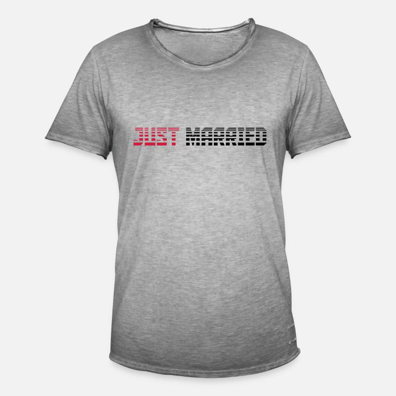 Just Married Text Logo Design - Männer Vintage T-Shirt - Vintage Grau