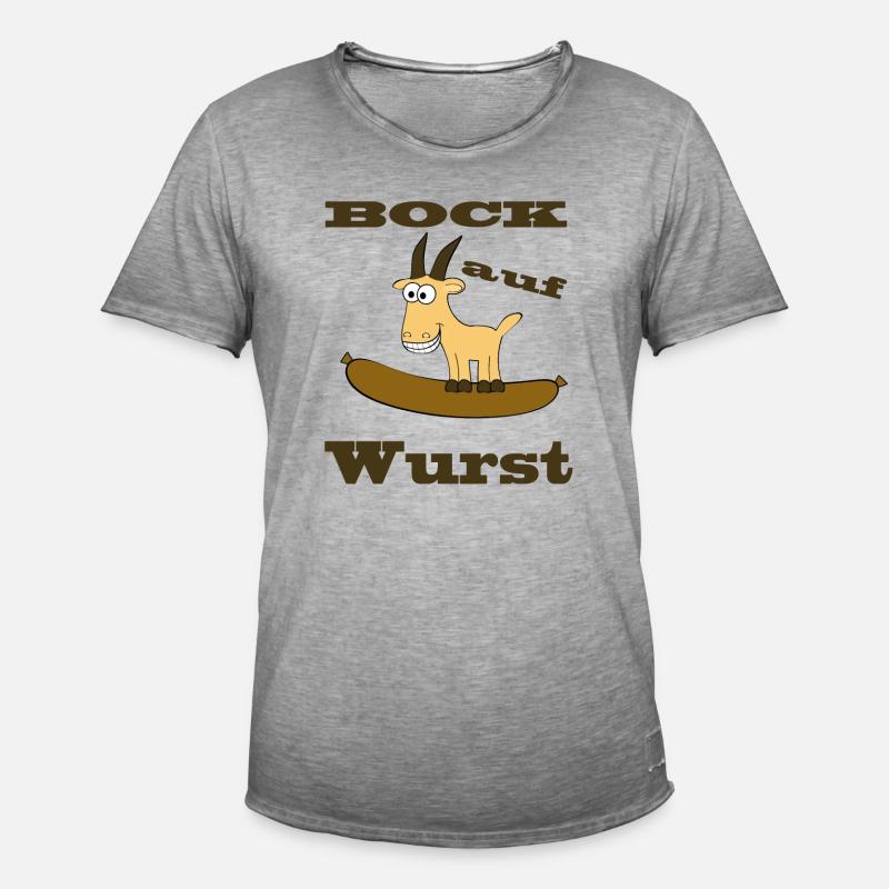 Comic Bock - Bock auf Wurst - Männer Vintage T-Shirt - Vintage Grau