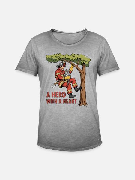 A Hero with a Heart - Men's Vintage T-Shirt - vintage grey