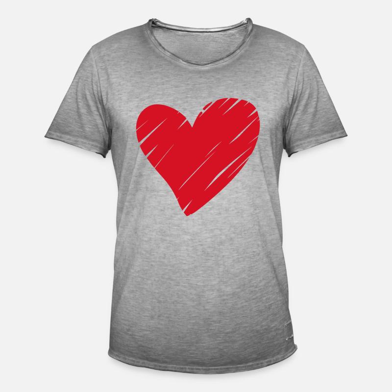 Cuore - Maglietta vintage da uomo - vintage grigio