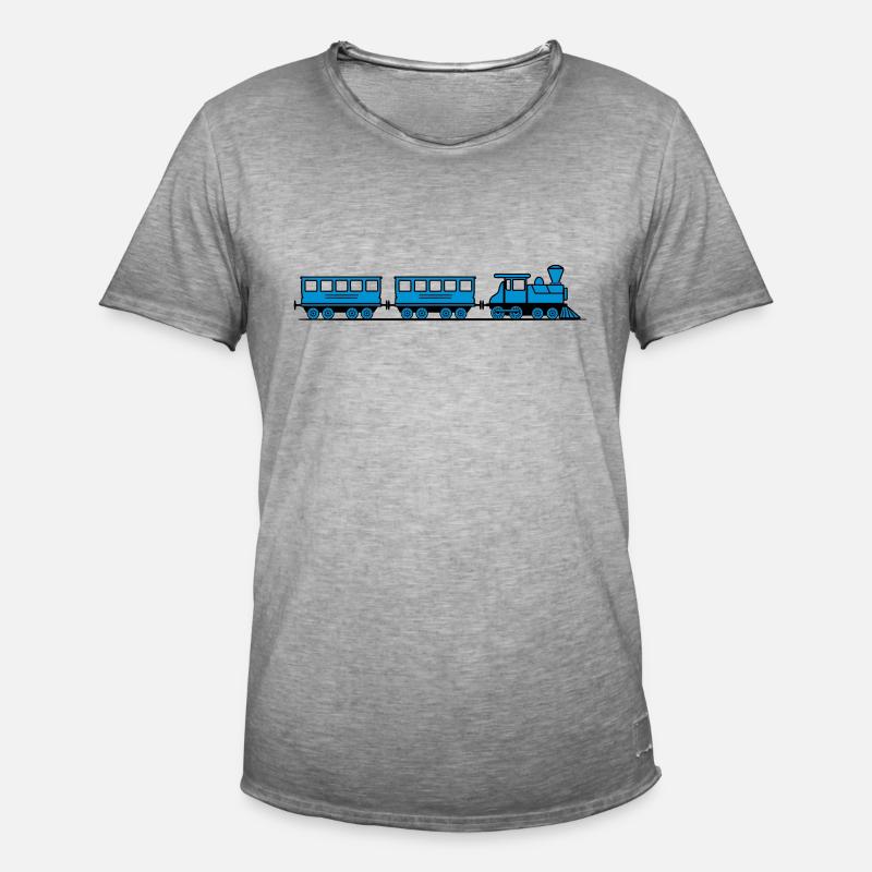 Zug Eisenbahn Dampflok Wagons - Männer Vintage T-Shirt - Vintage Grau