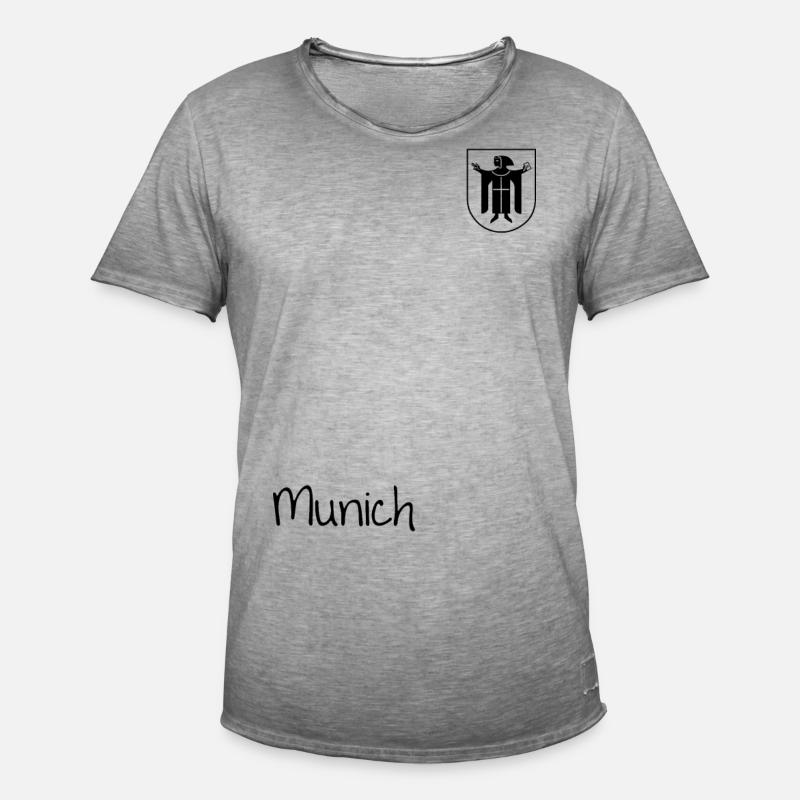 Monaco di Baviera - Monaco e stemma con Münchner Kindl - Maglietta vintage da uomo - vintage grigio