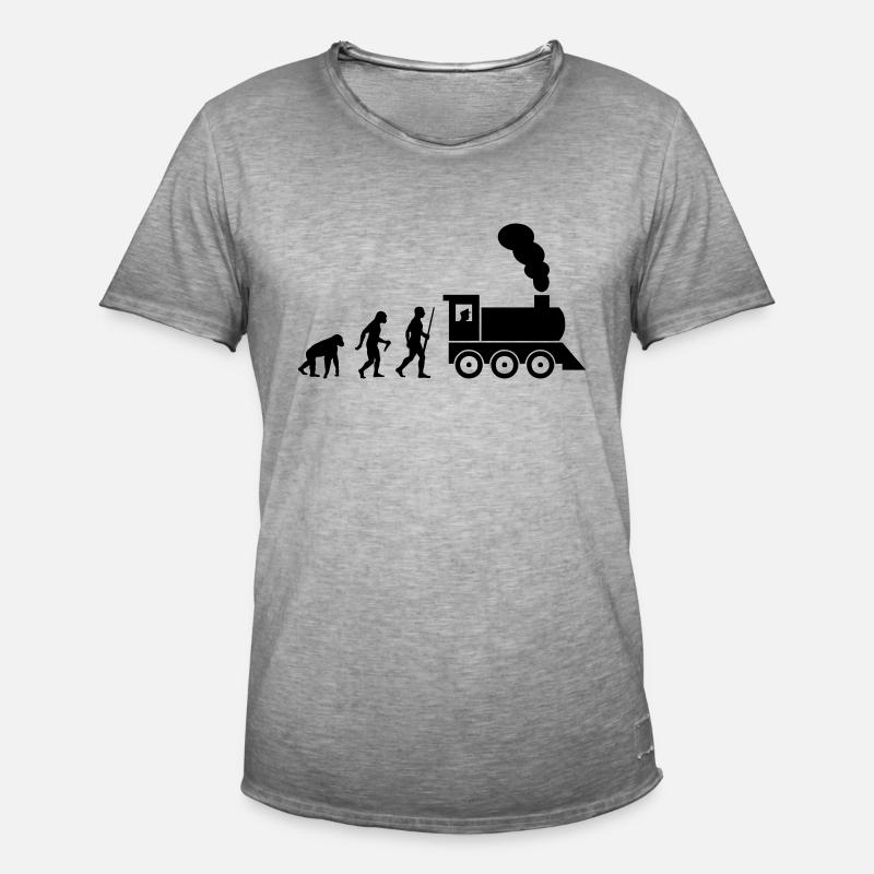 Train driver evolution - Männer Vintage T-Shirt - Vintage Grau