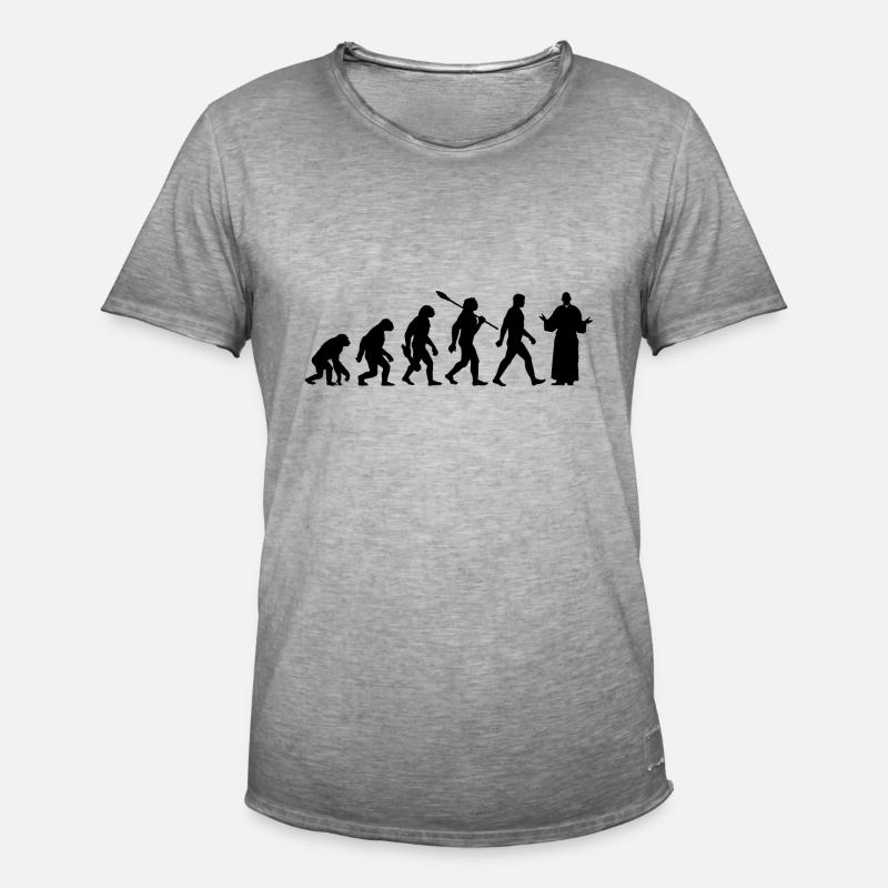 Evolution - Pfarrer - Kirche - Religion - Männer Vintage T-Shirt - Vintage Grau