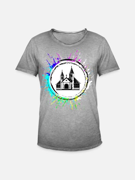 Kirche Symbol - Männer Vintage T-Shirt - Vintage Grau