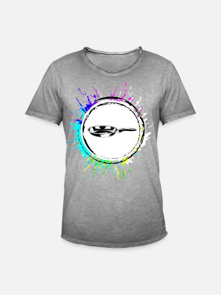 Pfanne Logo Bunt Kochen - Männer Vintage T-Shirt - Vintage Grau