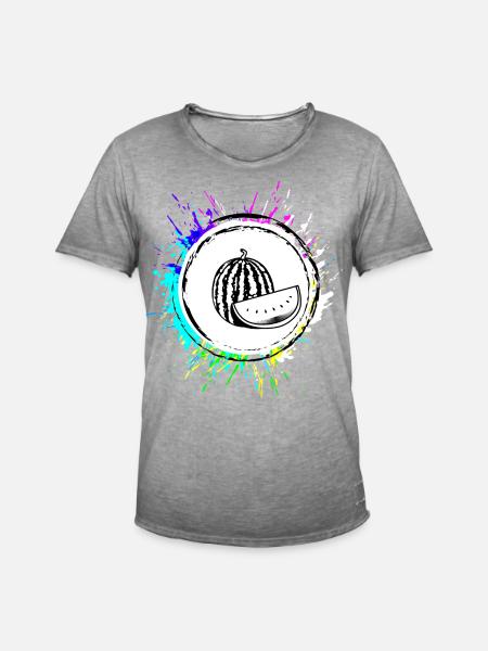 Melone Frucht Bunt - Männer Vintage T-Shirt - Vintage Grau