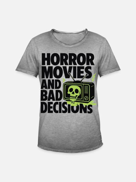 Films d’horreur et mauvaises décisions - T-shirt vintage Homme - vintage gris