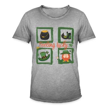 Be happy - feeling lucky St. Patricks day - Men's Vintage T-Shirt - vintage grey - Front