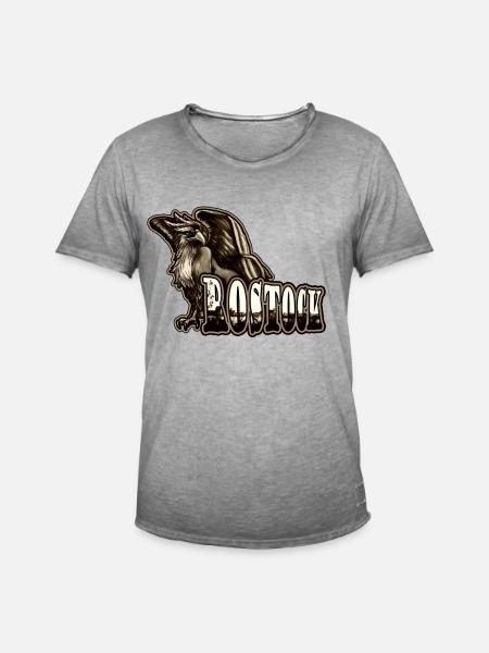 Rostock Sepia Griffin | Yolo konstverk - Vintage-T-shirt herr - vintagegrå
