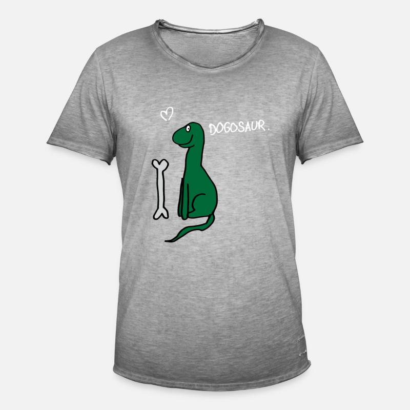Dogosaur // Hund oder Dinosaurier? - Männer Vintage T-Shirt - Vintage Grau