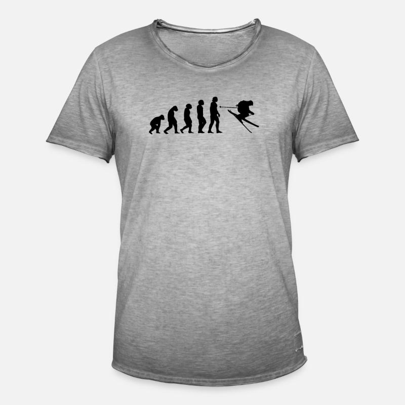 Ski Evolution Tshirt - Männer Vintage T-Shirt - Vintage Grau